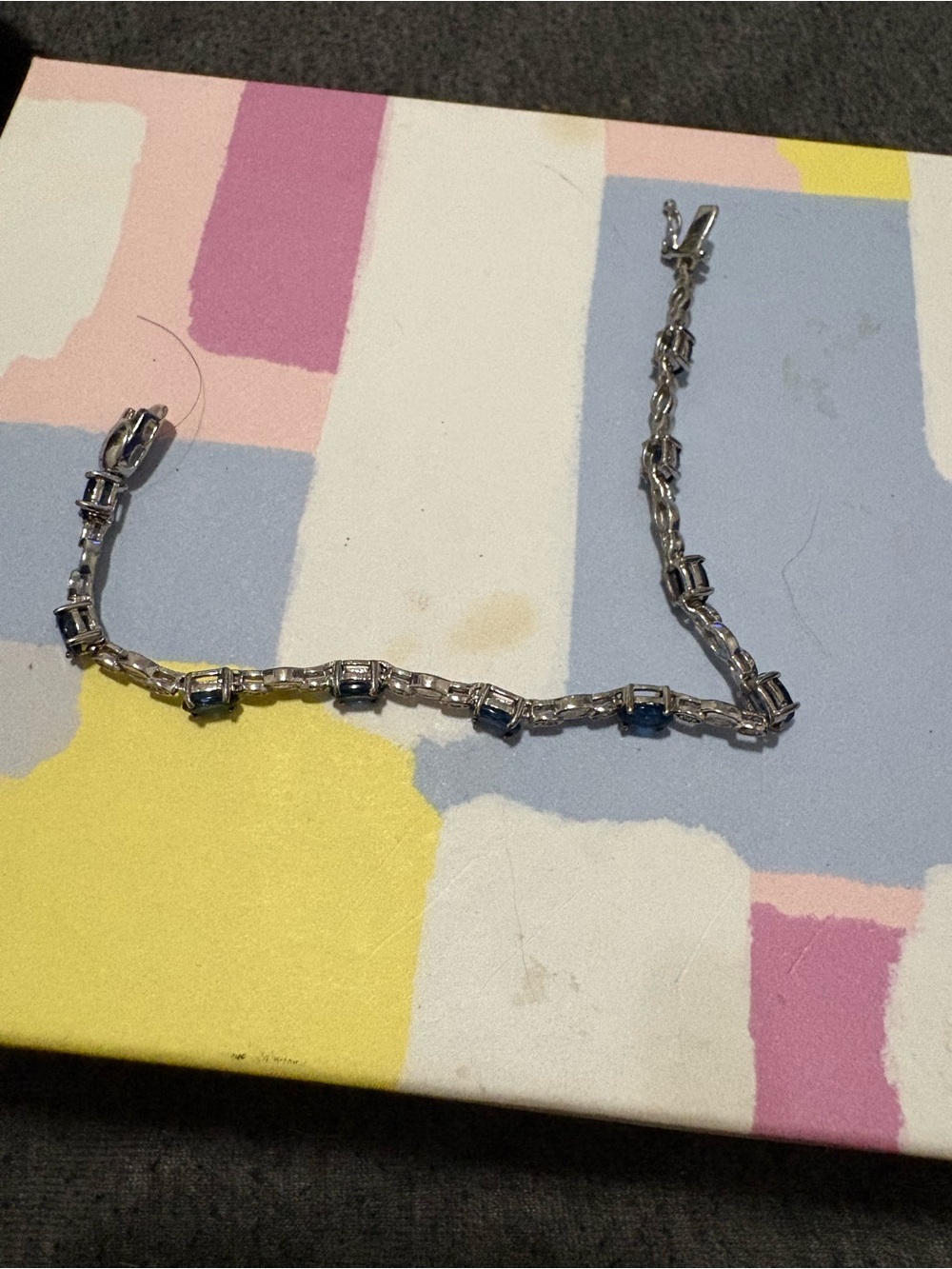 Sterling Silver Blue Stone Tennis Bracelet - Women Accessories